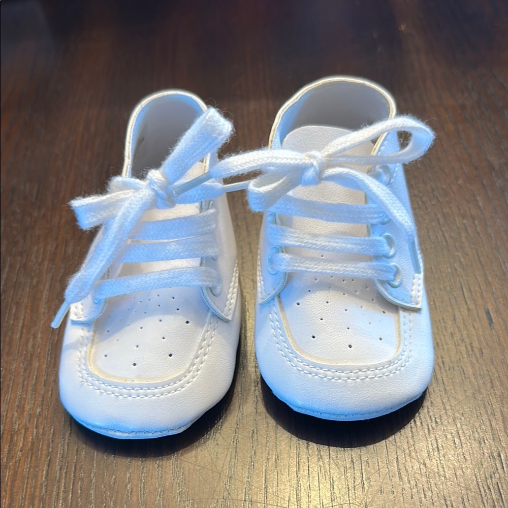 White Baby Dress Shoes Infant Christening Baptism Lace Up Size 2